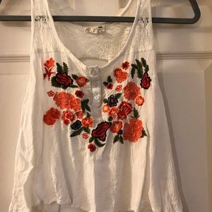 White Tank Top with Flowers